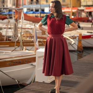 Burgundy top swing skirt