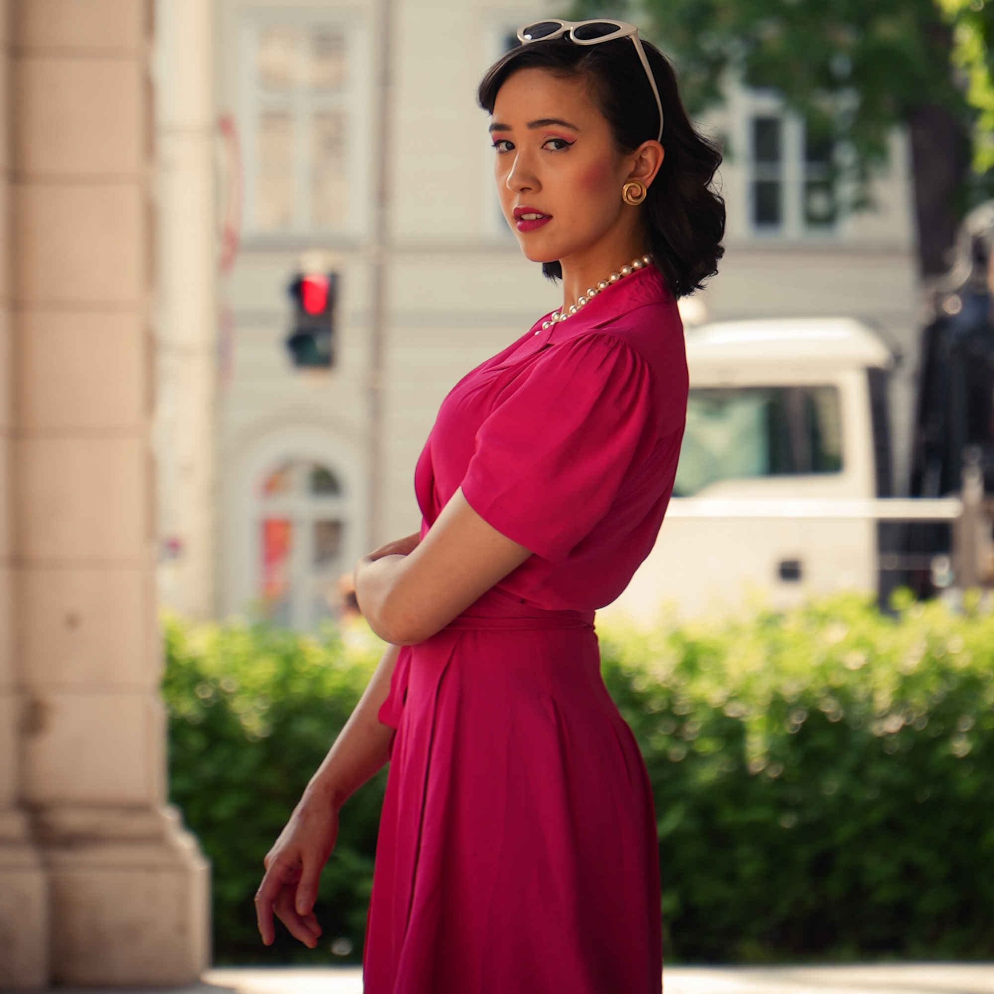 Peggy Wrap Dress in Raspberry