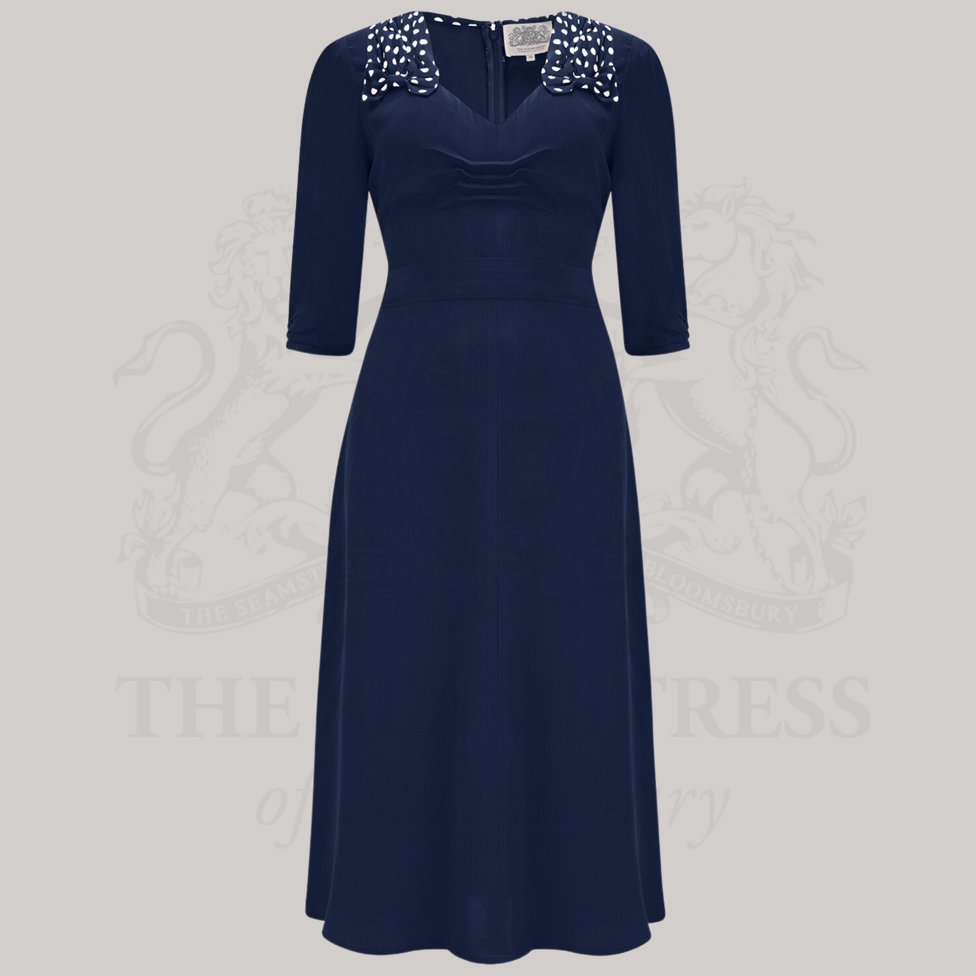 Veronica Dress in French Navy | Vintage 1940s Style Dress - The Veronica Dress in French Navy | Vintage 1940s Style Dress - The