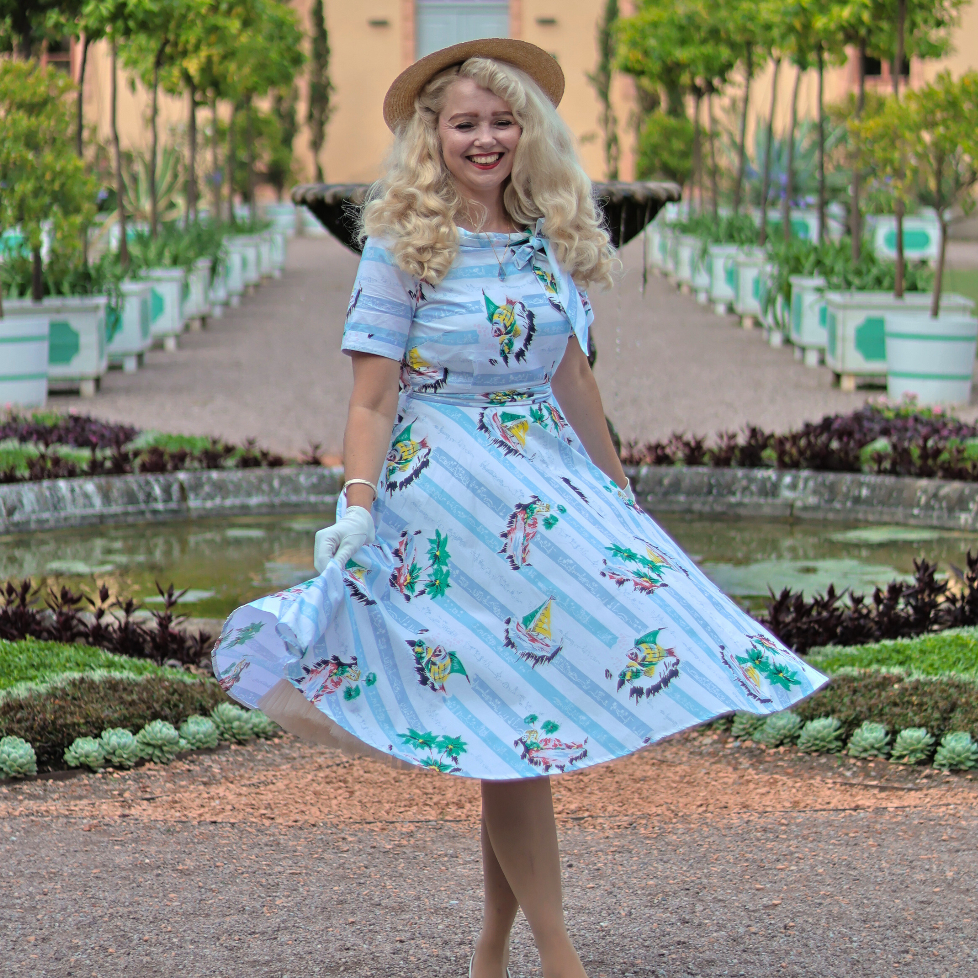 Cindy Dress in Cotton Seaside Print
