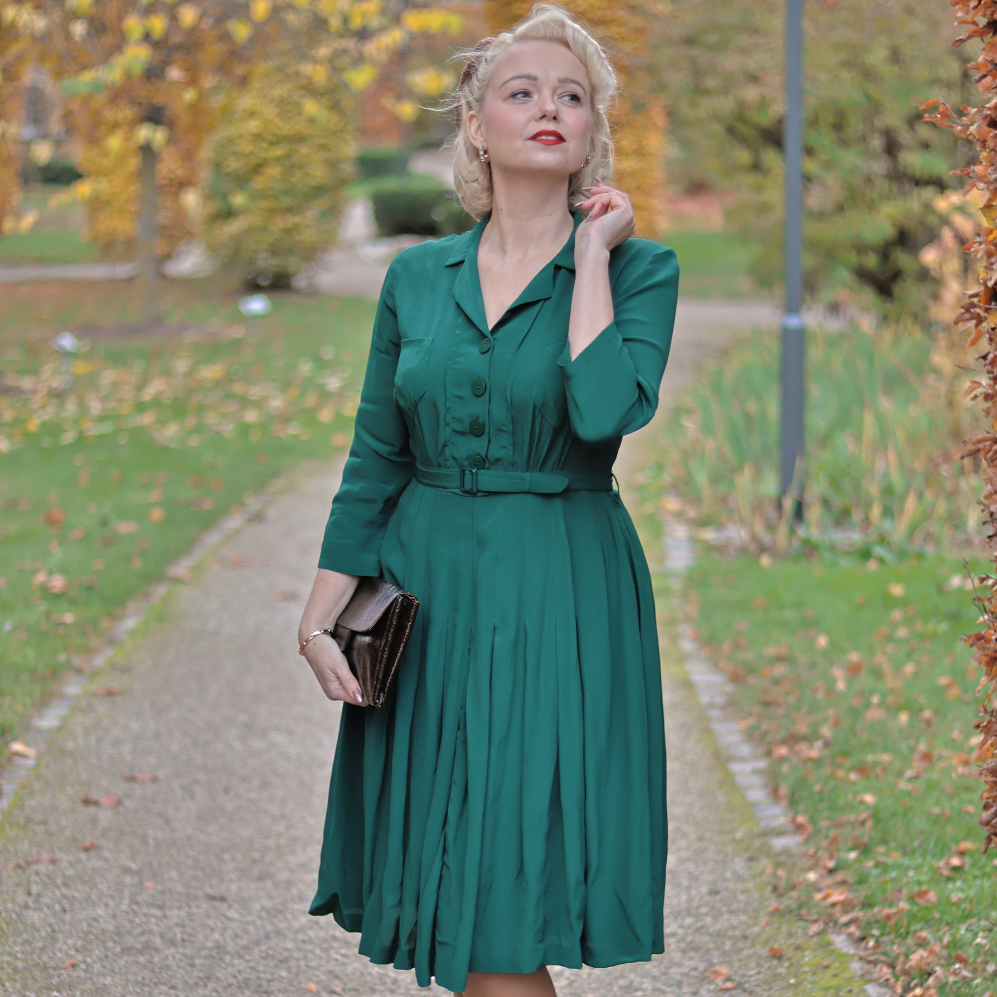 Lucille Shirtwaister Dress in Hampton Green