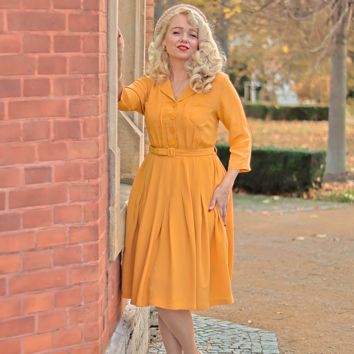 Lucille Shirtwaister Dress in Mustard