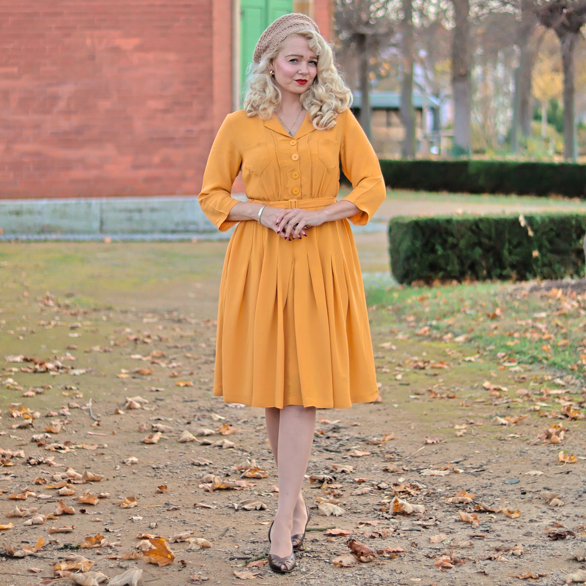 Lucille Shirtwaister Dress in Mustard