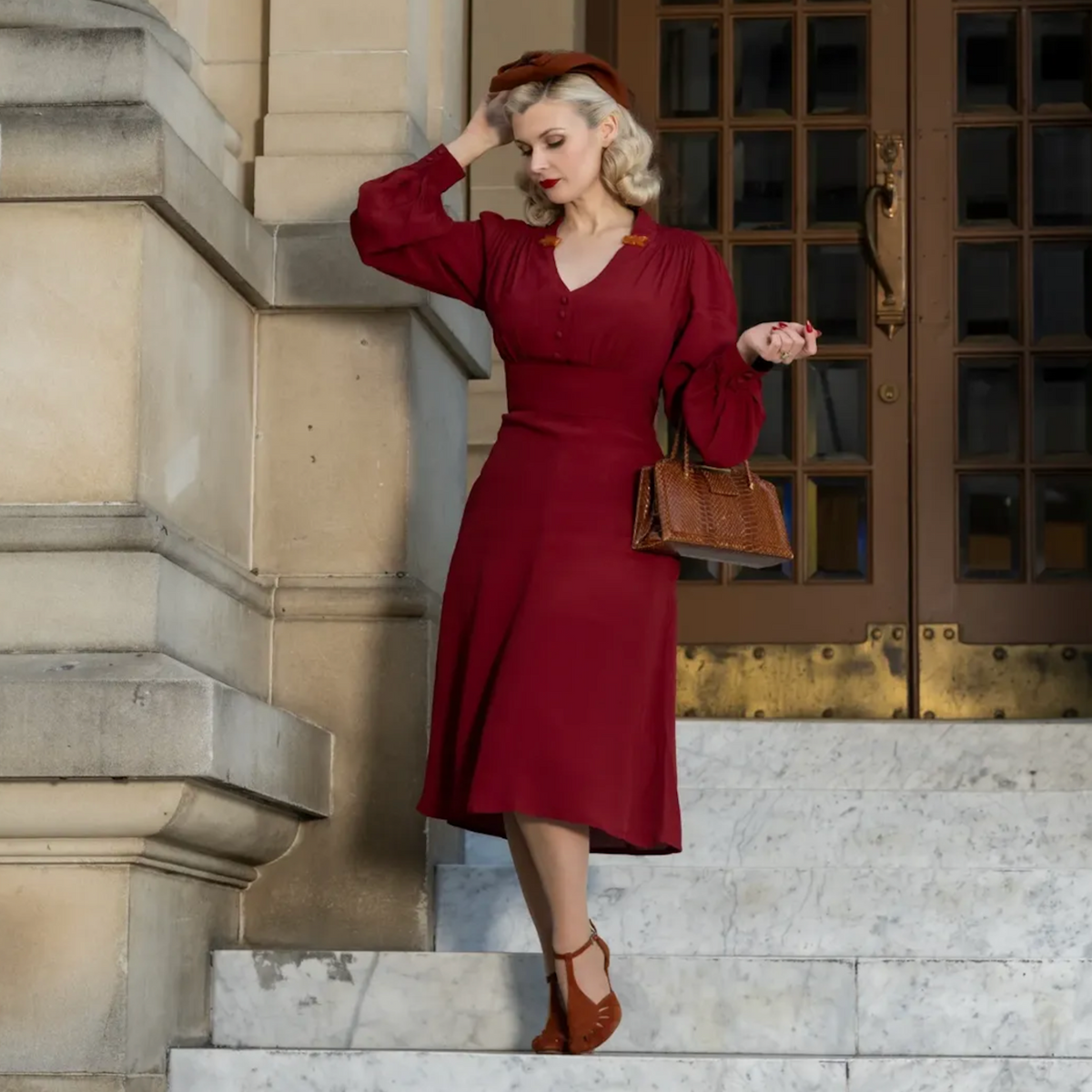 Ava Dress in Windsor Wine