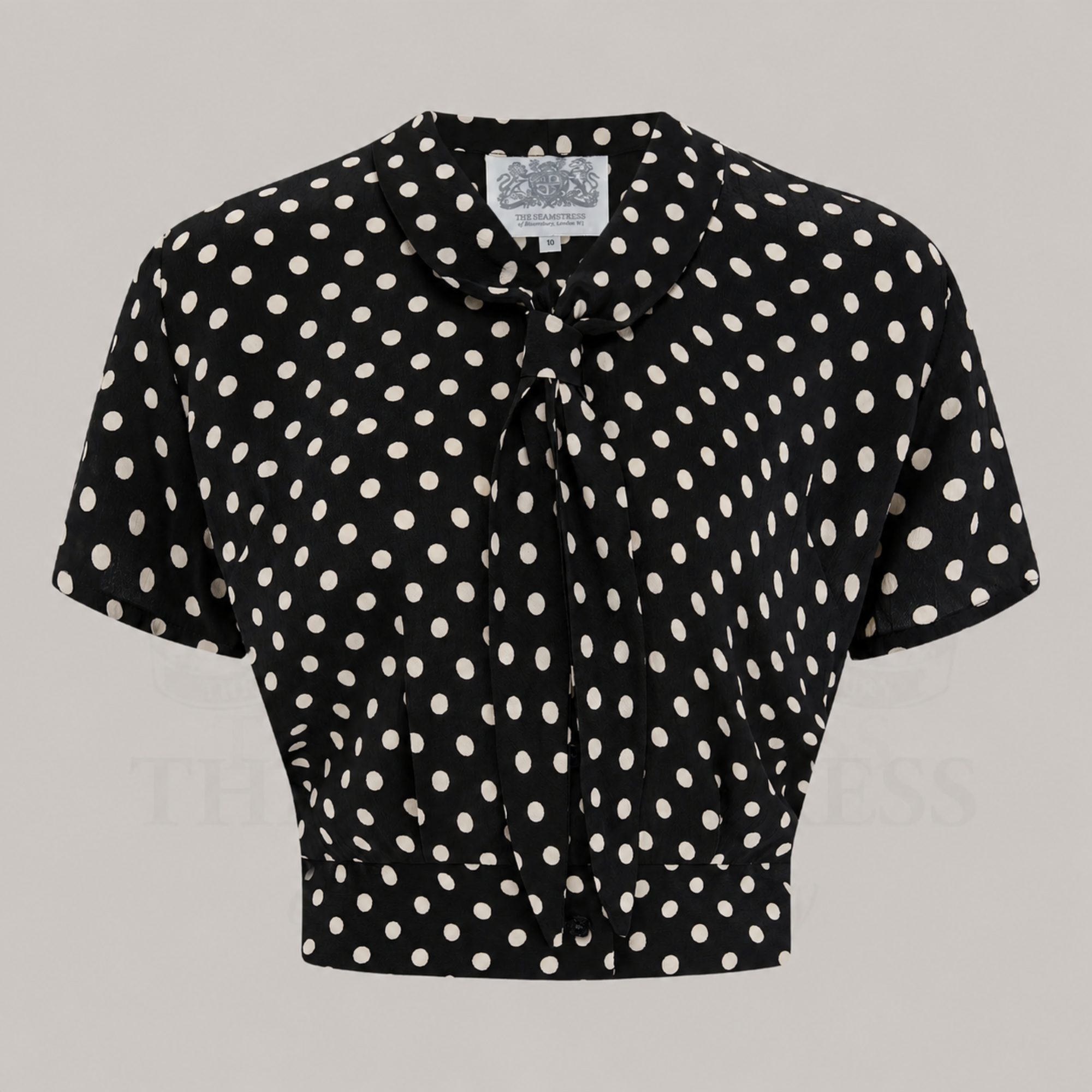 Bonnie Sailor Blouse Short Sleeve in Black Polka
