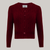 A 1940s style cable knitted cardigan in burgundy. Matching cream buttons feature down the front of the cardigan.
