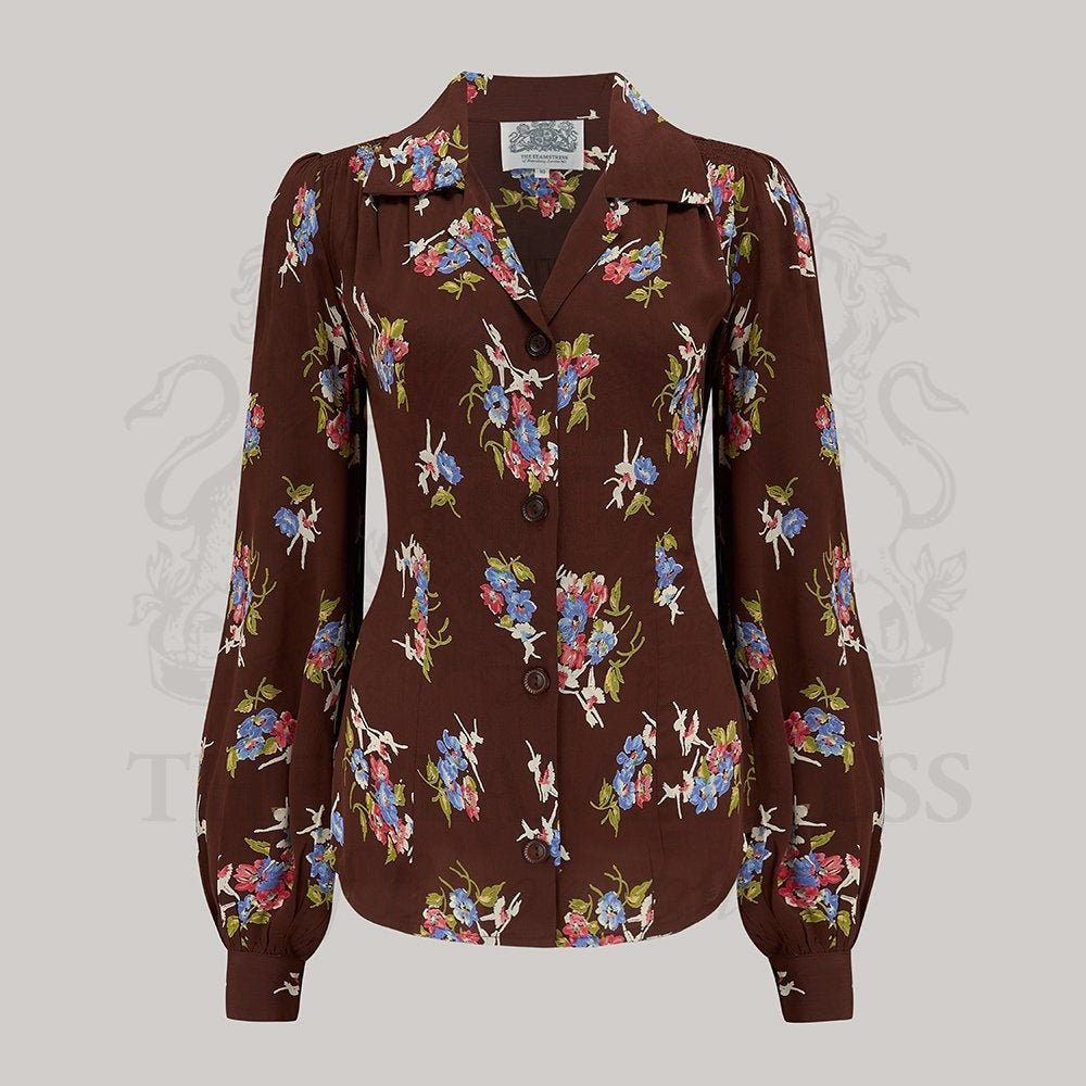 Poppy Blouse in Brown Floral Dancer