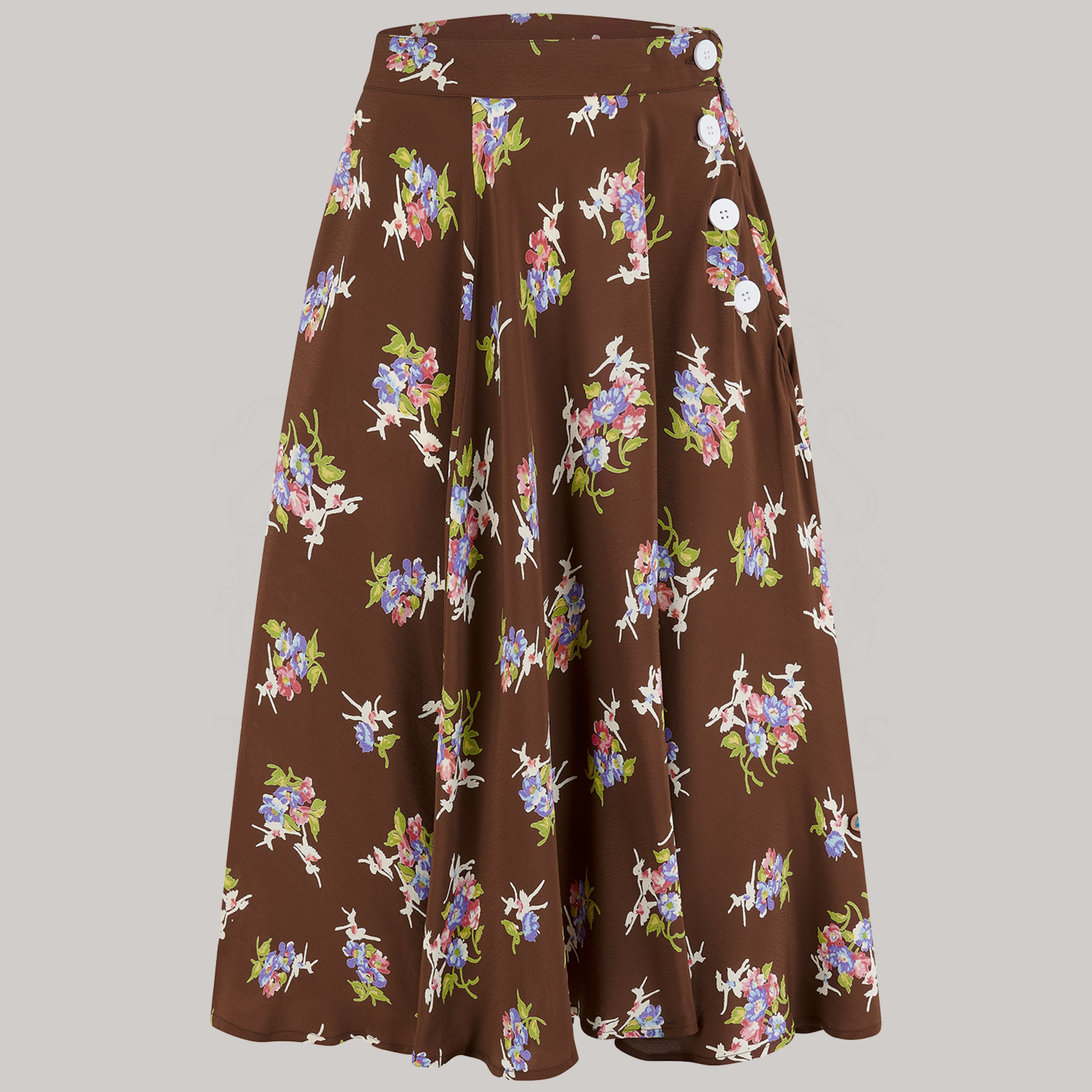 Isabelle Skirt in Brown Floral Dancer