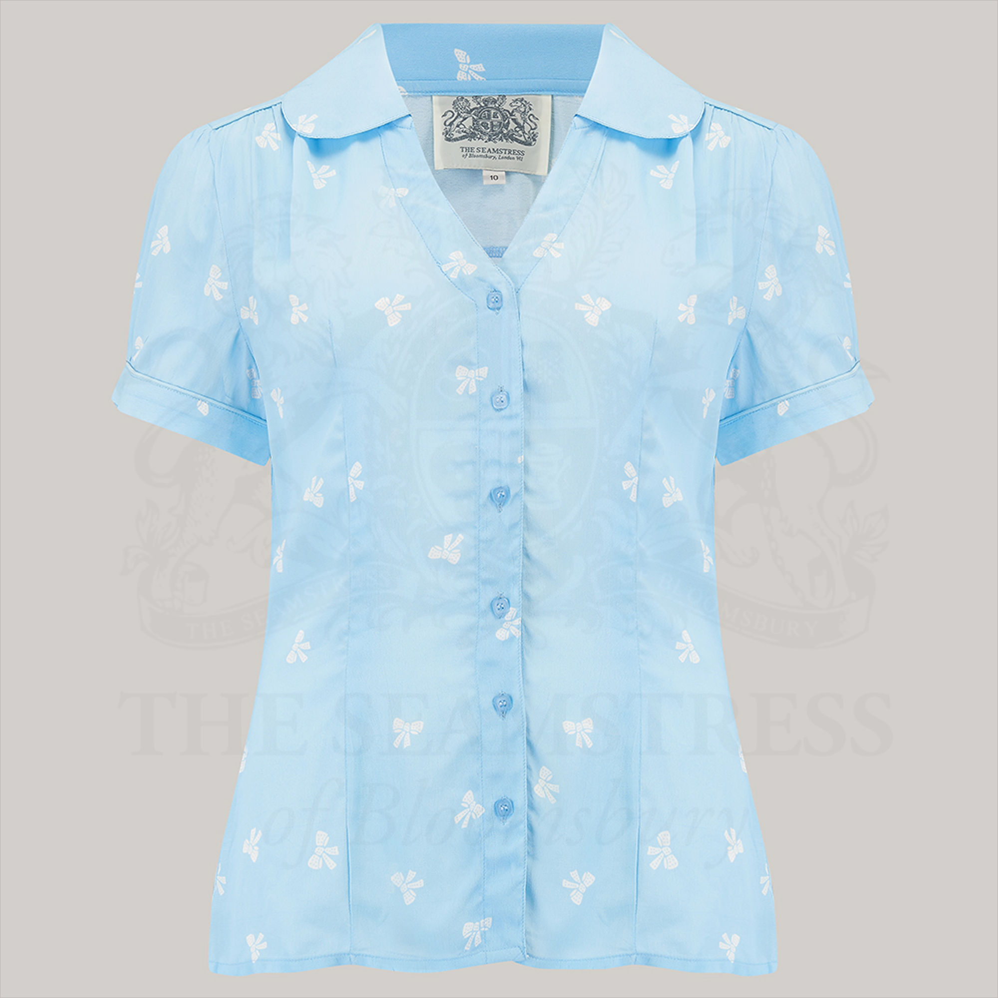 Judy Blouse in Sky Blue Bow