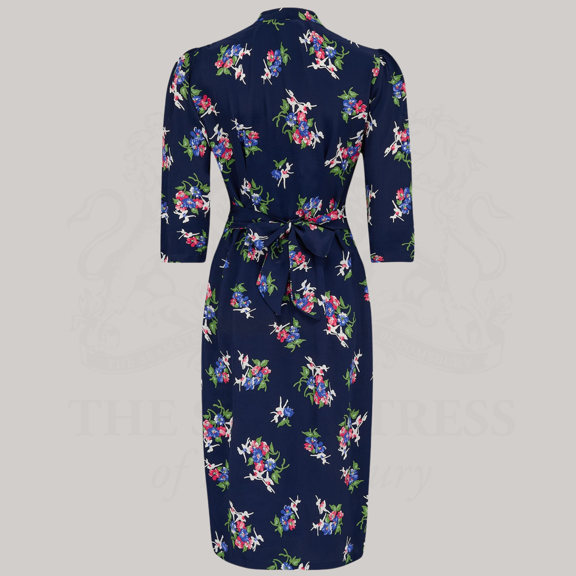 Mabel 3/4 Waterfall Dress in Navy Floral Dancer