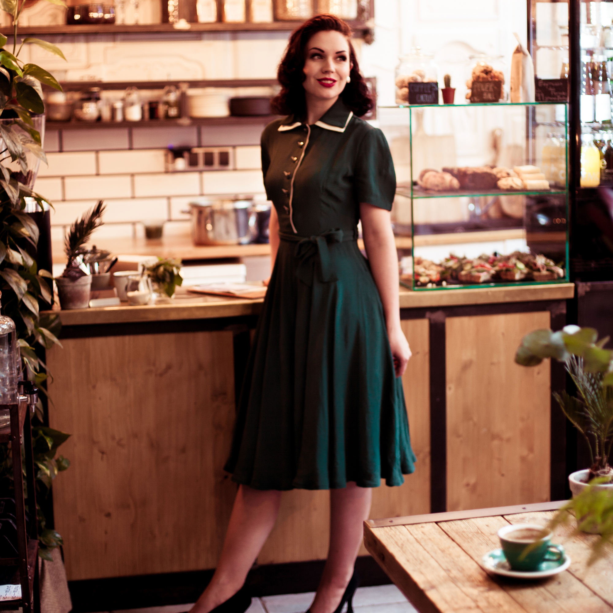 Mae Tea Dress in Apple Green
