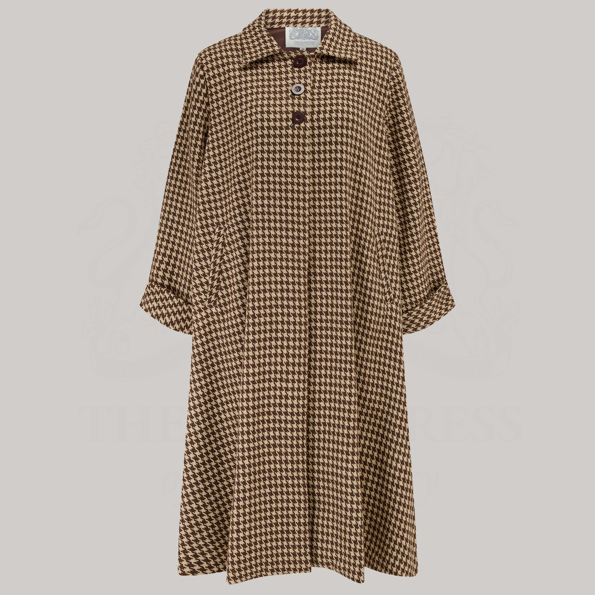 43" Swing Coat in Brown Houndstooth