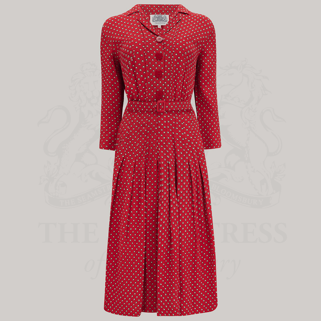 Lucille Shirtwaister Dress in Red Ditzy Dot