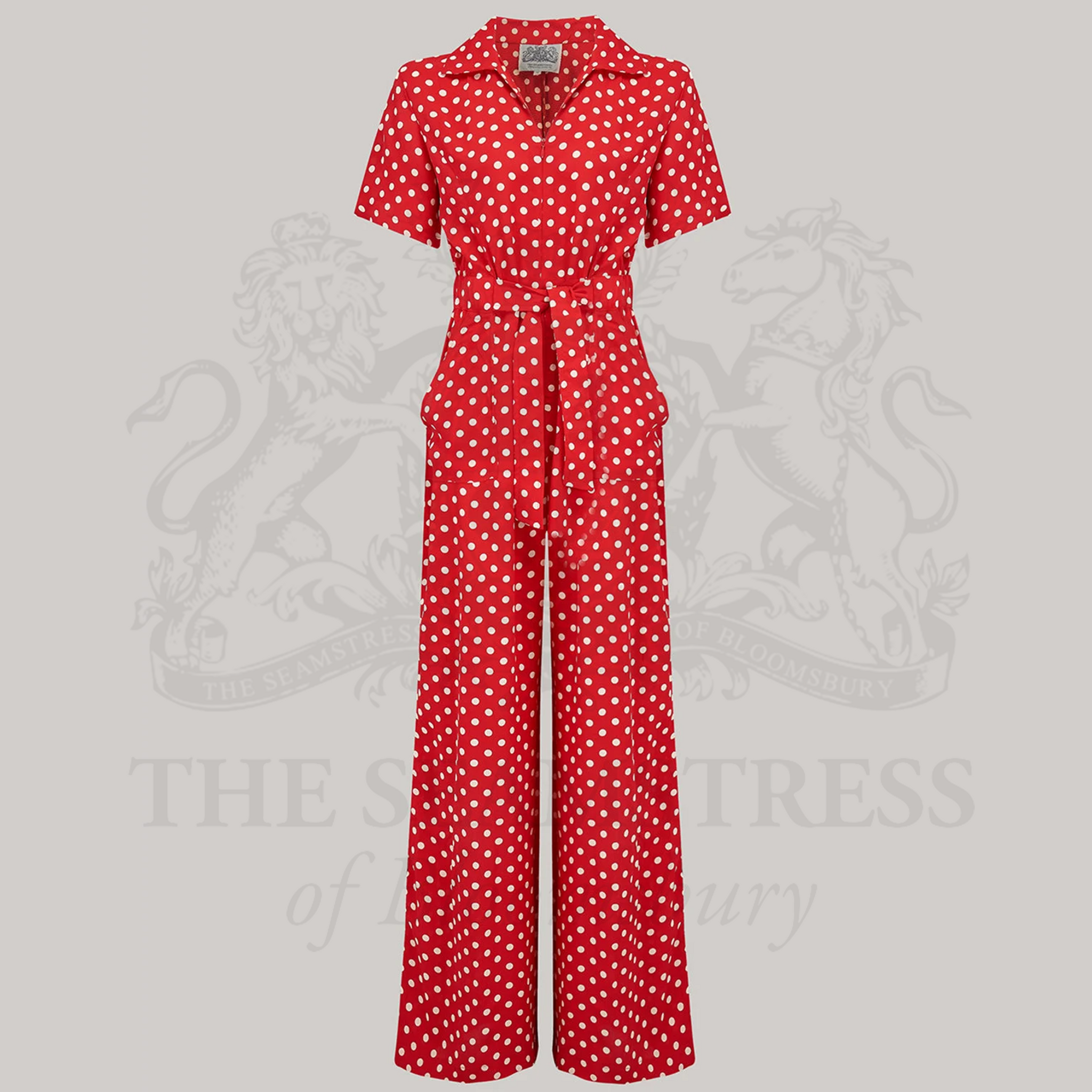 Lauren Siren Suit in Red Polka