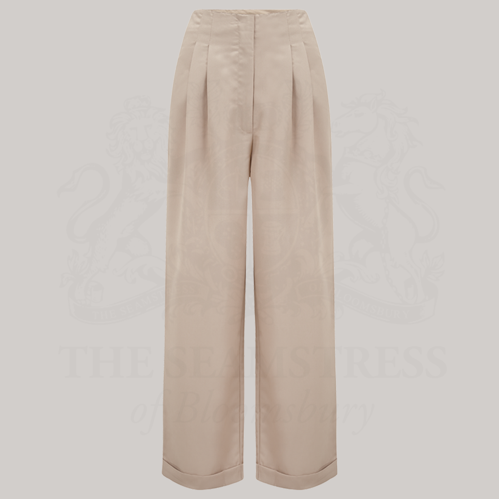 Tailored Audrey Trousers Stone  Vintage 1940s Style Women's