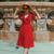 Ruffle Peggy Dress in Red Polka